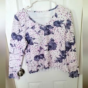 St. John Floral Sweater in Pink and Purple